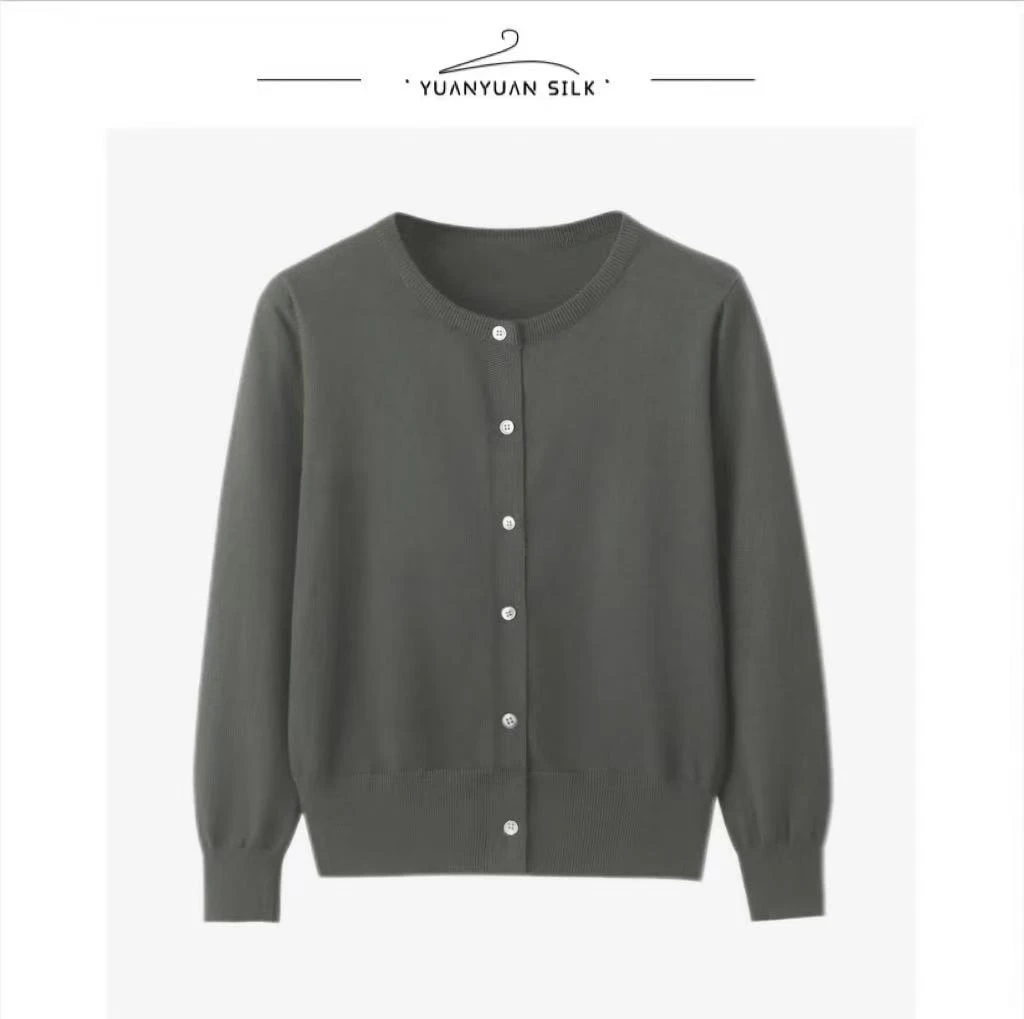 Y 太好穿了~100%桑蚕丝/修身气质/减龄时尚/设计感圆领开衫n81