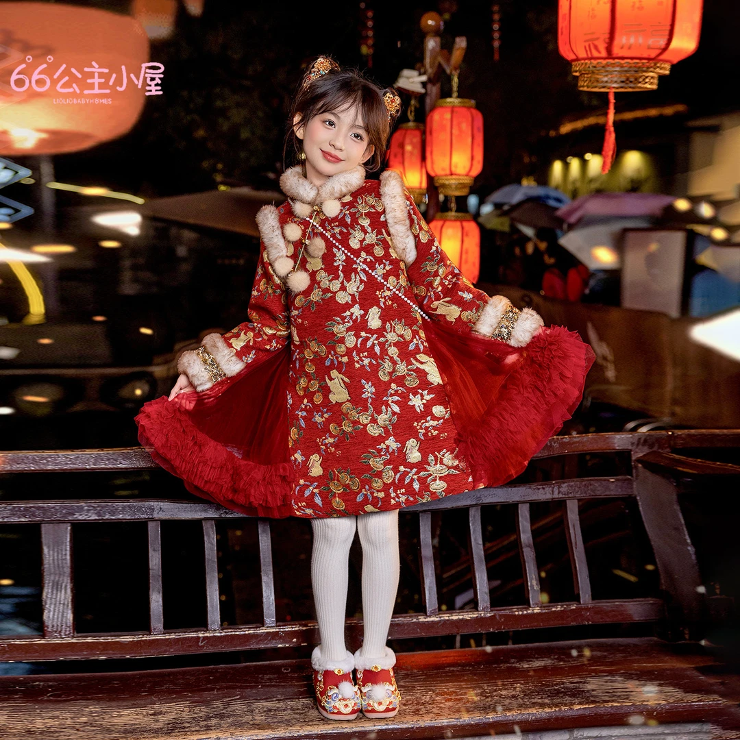 【柿柿如意】66公主童装女童国风裙子新中式年服连衣裙 25Q133