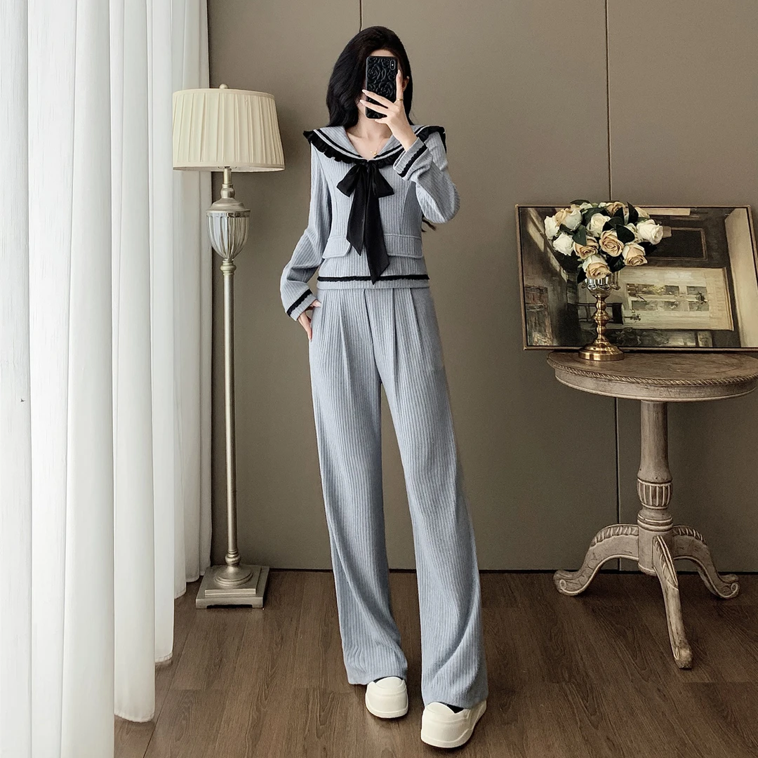 小香风休闲时尚套装女秋季显瘦气质洋气时髦减龄长袖阔腿裤两件套