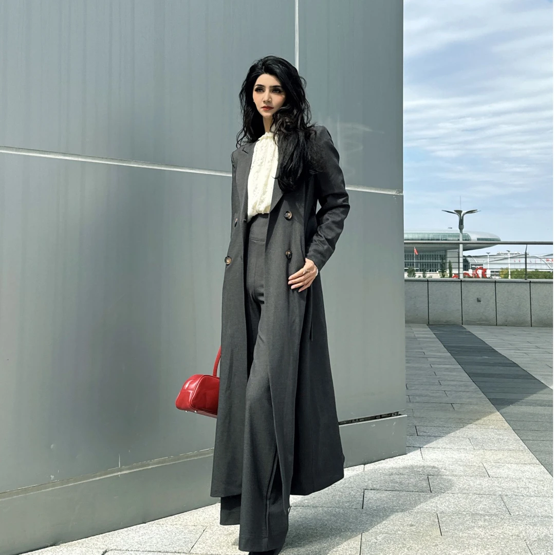 Fargiz  2025新款时尚风衣外套长款气质设计师款秋冬