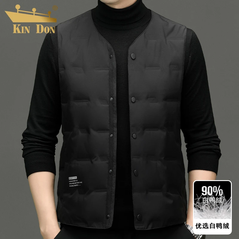 金盾秋冬季新款休闲羽绒马甲男士内穿轻薄白鸭绒保暖背心坎肩外套