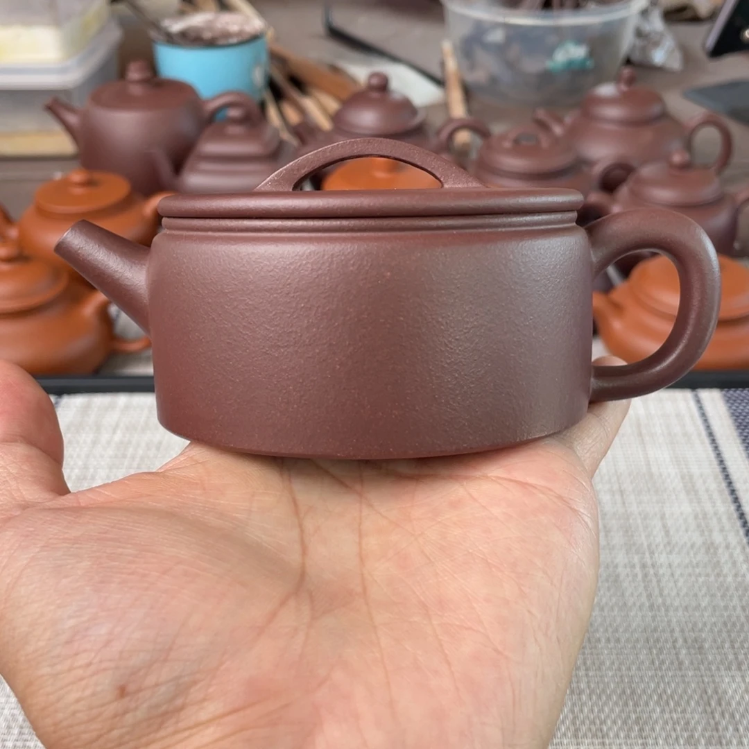 茶壶紫砂入门款半手工老紫泥汉瓦壶190cc