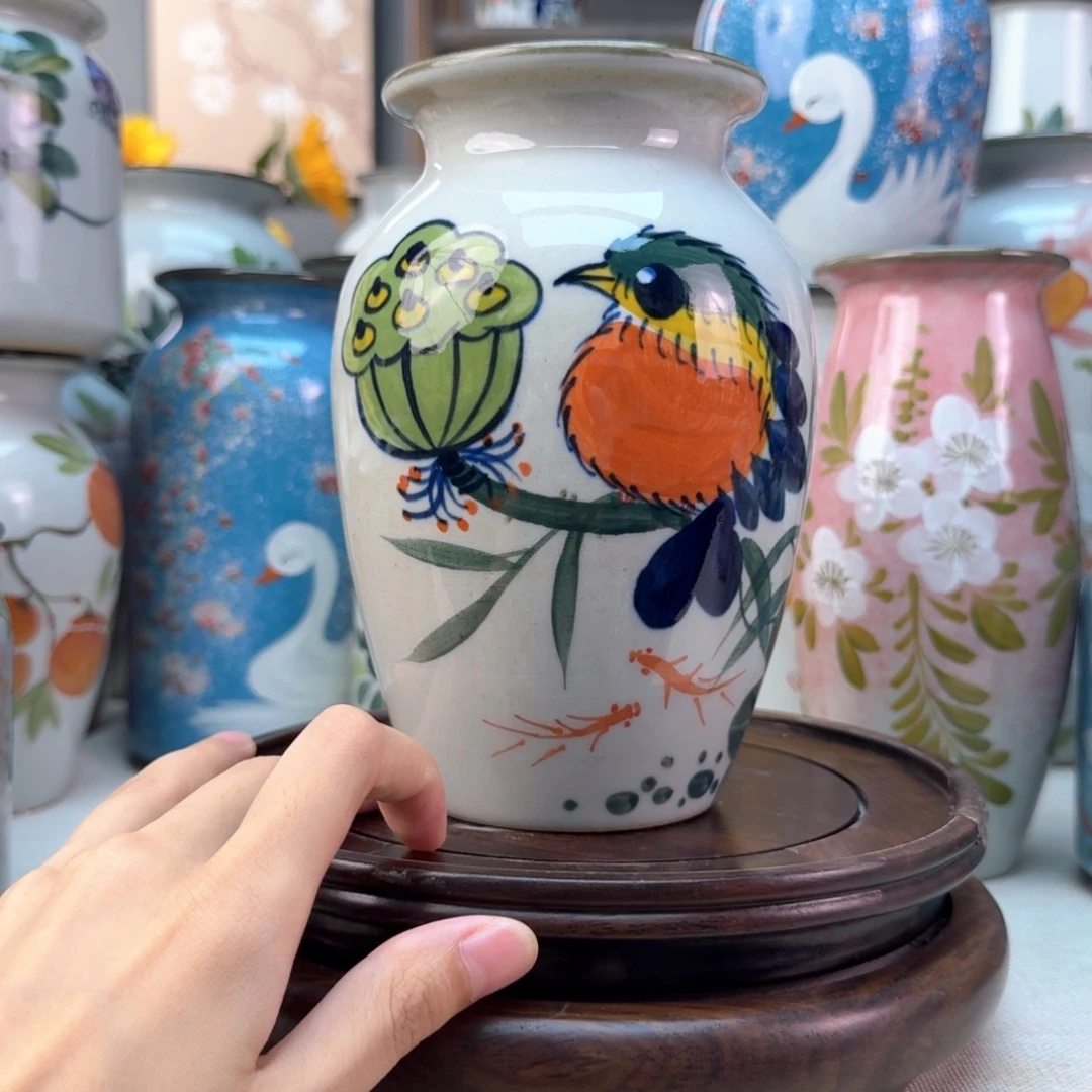 景德镇陶瓷手绘花瓶无孔