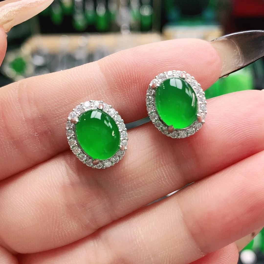 玛瑙/玉髓耳钉银S925镶嵌