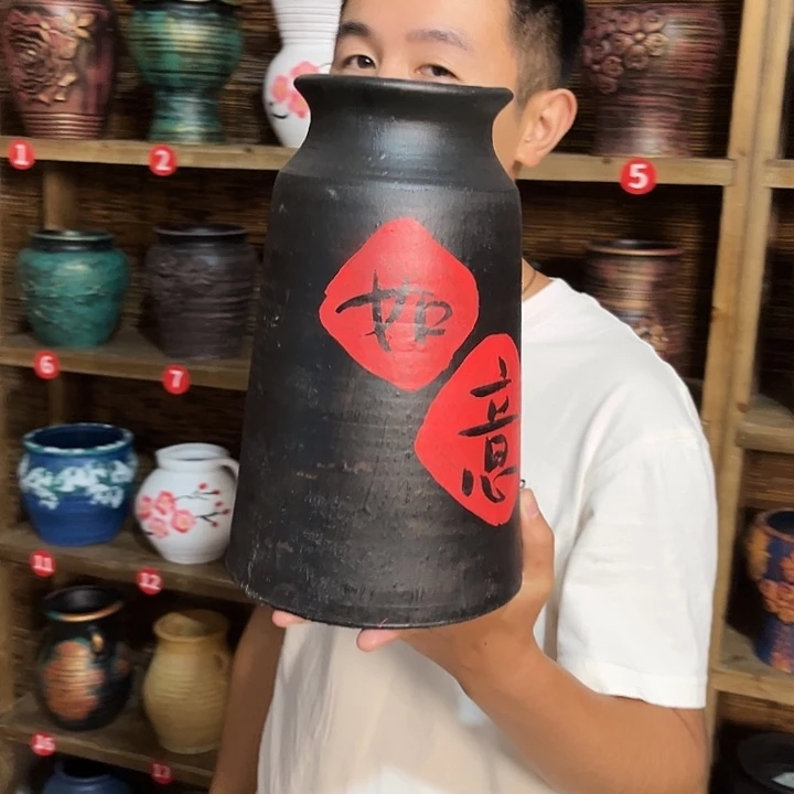 红陶浮雕花盆炸炸炸