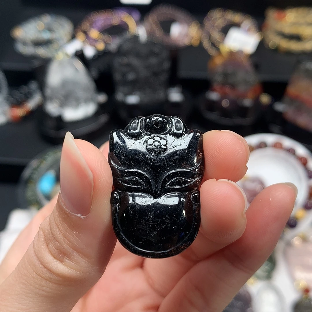 颈饰未镶嵌水晶黑发晶双尾狐宝宝