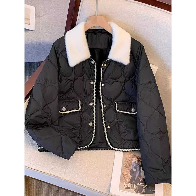 2026冬季新款港风设计感宽松复古简约时尚棉服女时尚减龄衣服