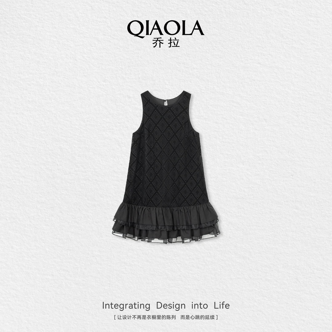 QIAOLA/乔拉【魔法妙想】夏季新款镂空针织舒适透气显瘦连衣裙