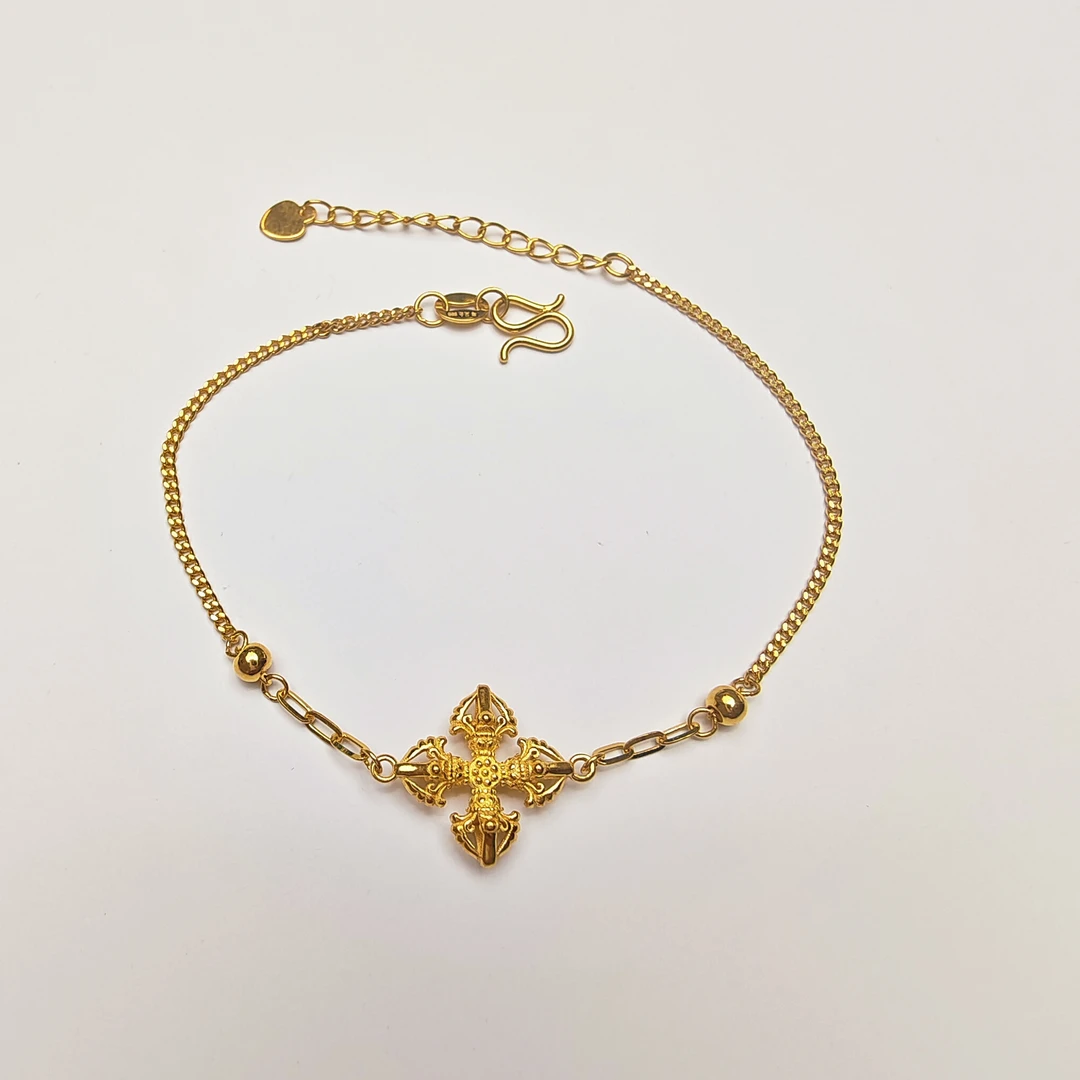 53#足金999 黄金十字金刚杵手链 气质时尚百搭轻奢简约