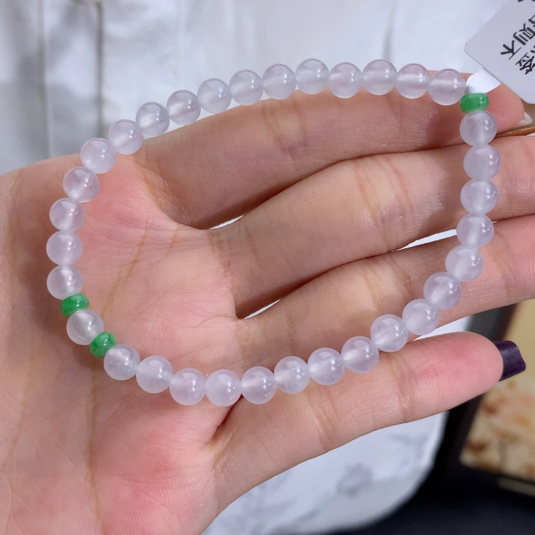 翡翠未镶嵌手串卡5.3冰胶白冰手串