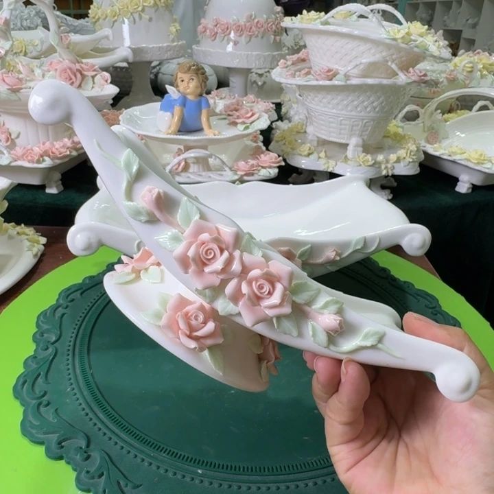 玫瑰花高脚餐盘蛋糕盘零食盘