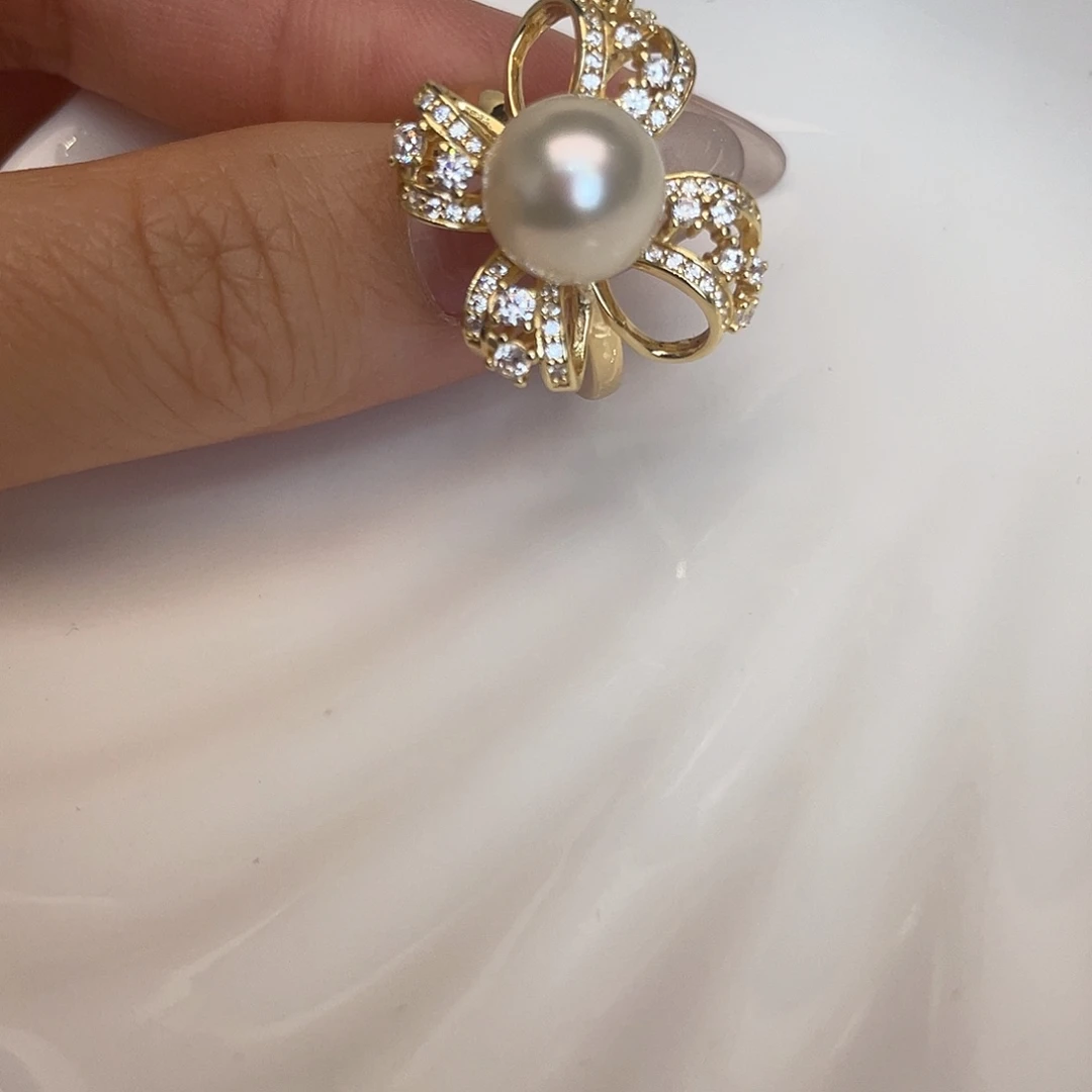 海水珍珠银S925镶嵌戒指