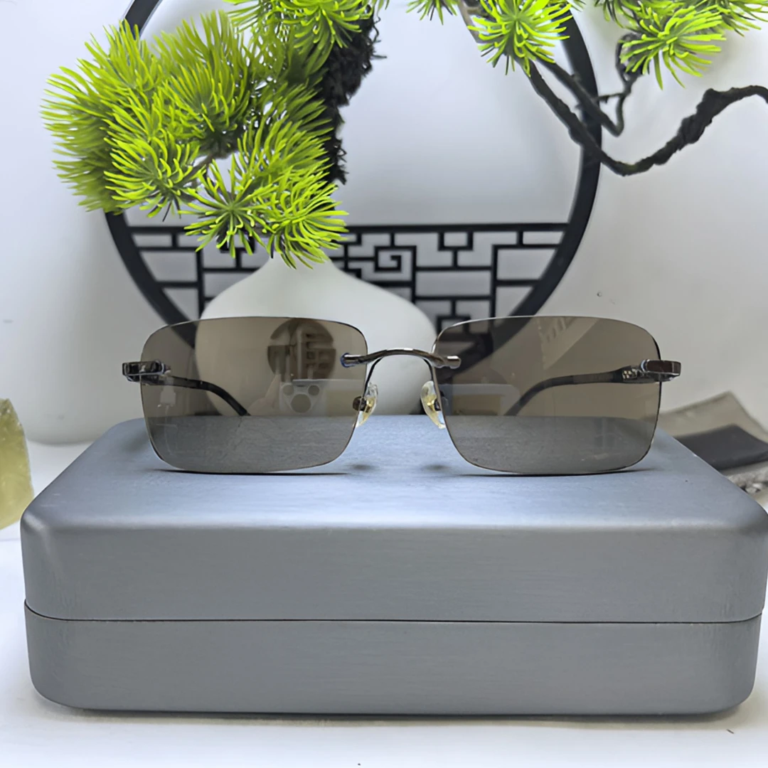 东海水晶石头镜商务无款男款太阳镜遮阳润目缓结疲劳高端定制茶色