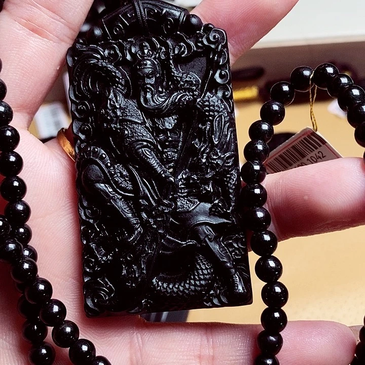 天然缅料A货关公挂件1042