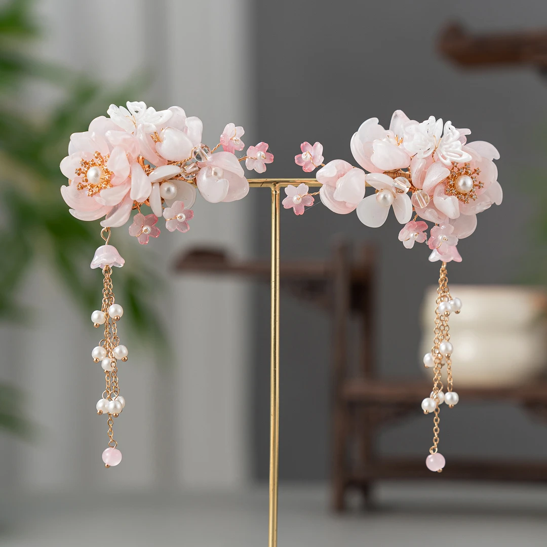 春亦轩唯美气质百搭日常桃雾漫古风对夹发饰超仙古典旗袍汉服配饰