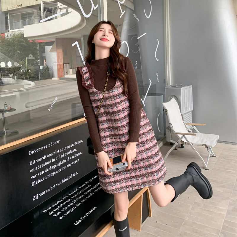 复古格纹小香风套装裙女2025春秋新款气质名媛风氛围感韩系两件套