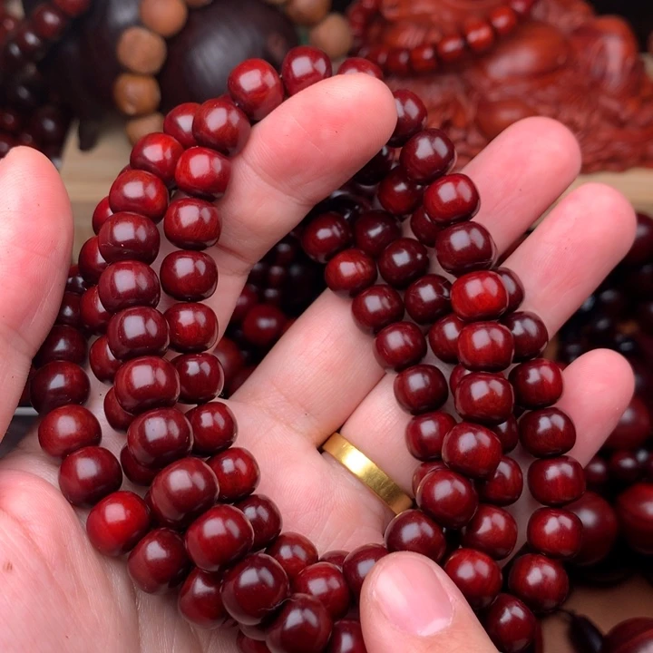杉***胖手串/手链染料紫檀（血檀）8×9老形顶泥果冻泥108