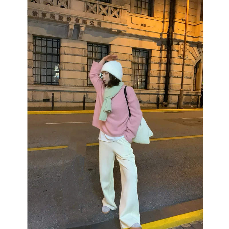 【保暖卫裤】不挑人宽松版系带松紧腰纯色百搭休闲卫裤 WA8F361