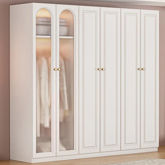 2025新款奶油衣柜储物卧室现代玻璃出租房用轻奢简易木质家用收纳