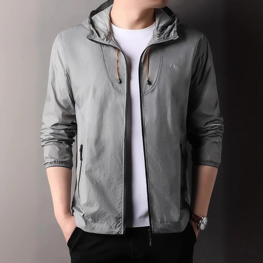 范希巴迪防晒衣男士夏季连帽轻薄款夹克宽松外套时尚休闲冰丝上衣