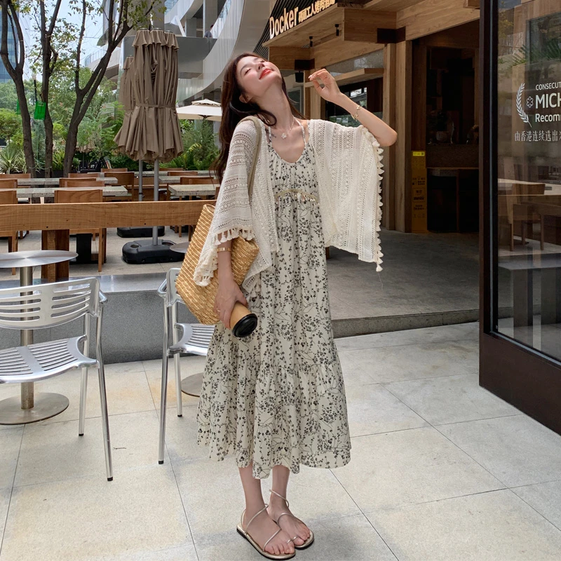 南法度假风碎花吊带裙开衫套装2025夏季新款温柔气质高级感两件套