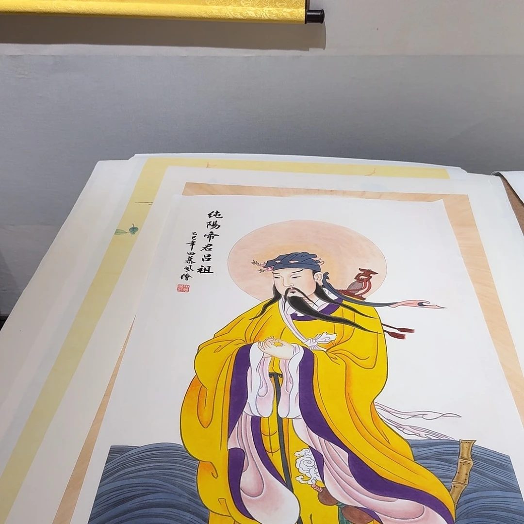 山***律国画吕祖带装裱一副