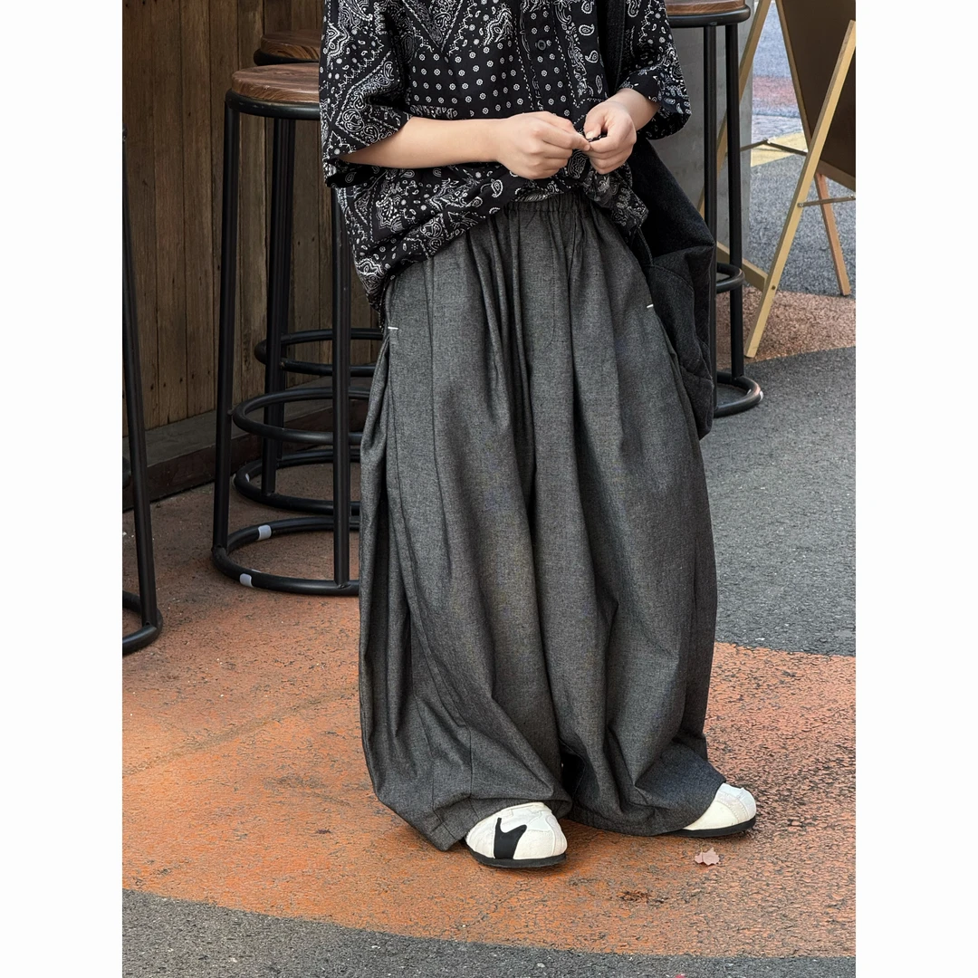 现货THE LUHAN【山本格调】夏季百搭休闲裤亲子装大童阔腿裤子25141