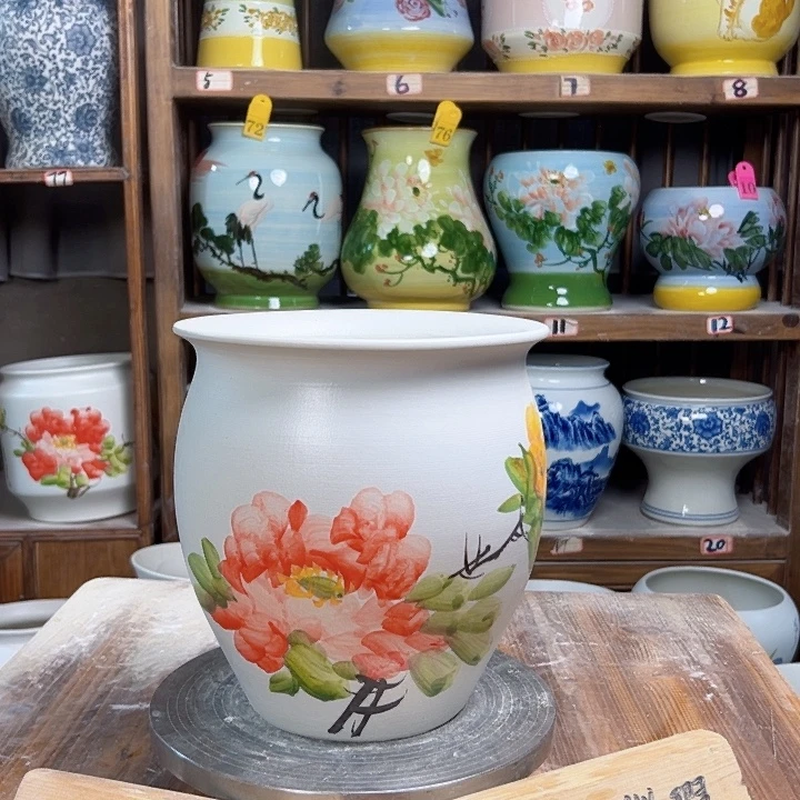 陶瓷圆口红牡丹新款新款陶瓷陶瓷