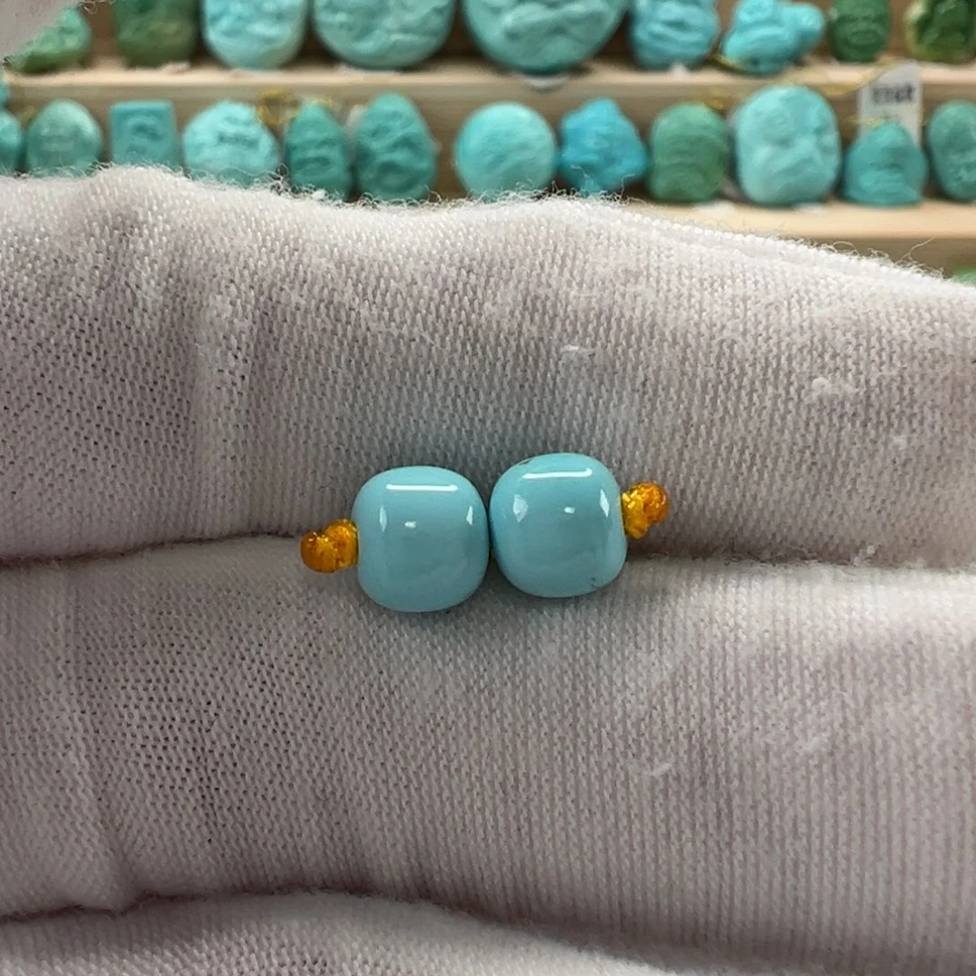 未镶嵌绿松石老型对珠6.5mm