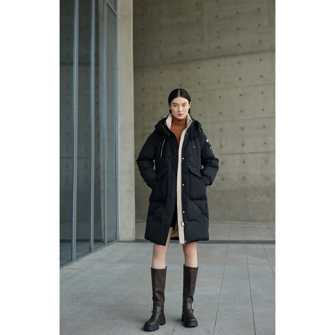 824Y803内领撞色长款带帽加厚保暖过膝