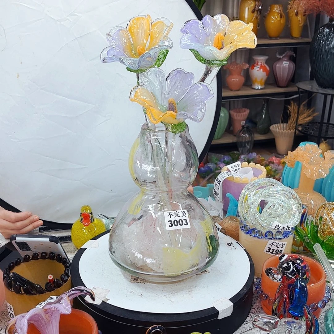 3花1瓶 家悦琉璃工艺品不完美