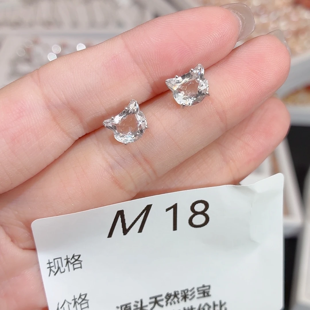 水晶耳饰银S925镶嵌