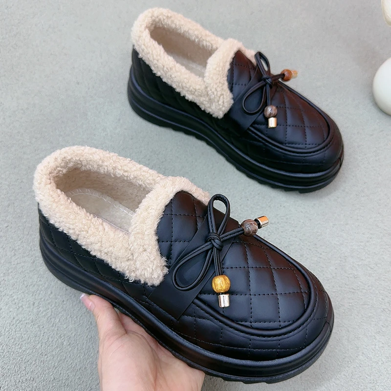 【专柜正品】秋冬新款蝴蝶结保暖棉鞋气质减龄时尚百搭休闲加绒