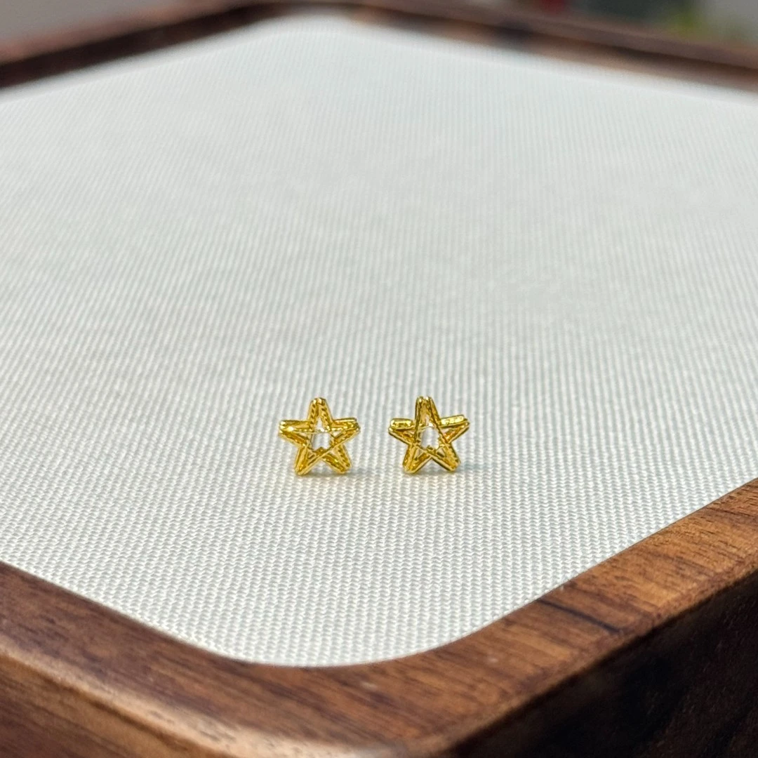 E【幻彩五角星耳钉】-足金999精工5G耳饰