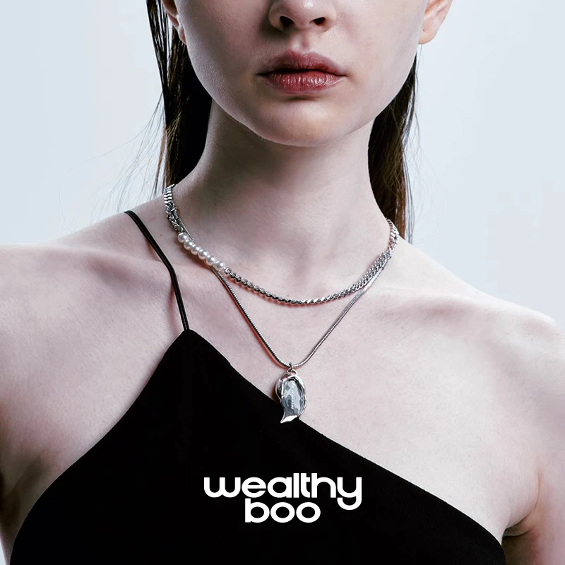 WEALTHYBOO/威茨堡 铜合金仿珍珠项链 雪痕项链叠戴轻奢锁骨链