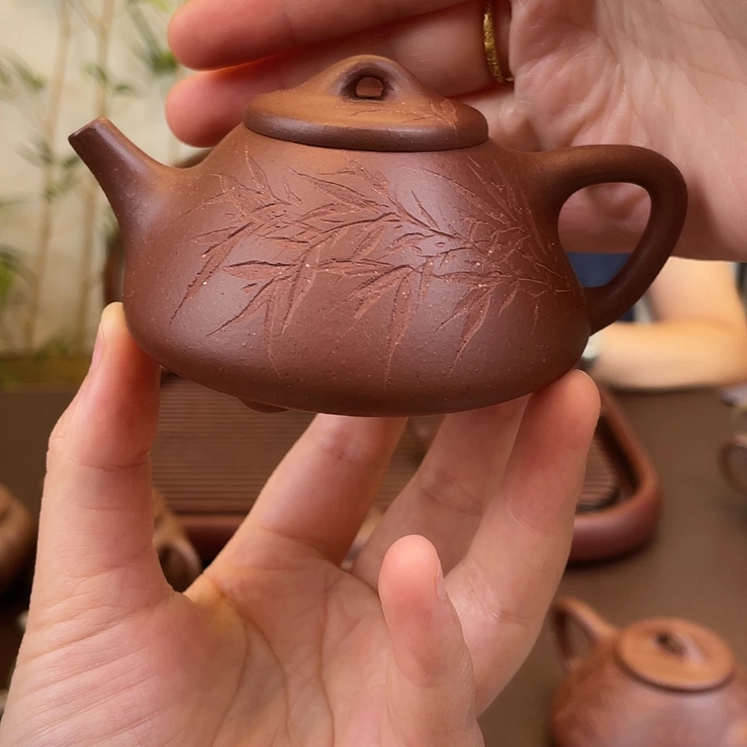 茶壶紫砂荆溪小石瓢刻绘竹130cc