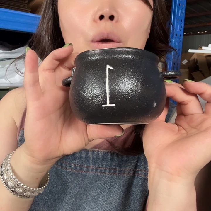 外贸尾单高温陶瓷微瑕黑色小罐子