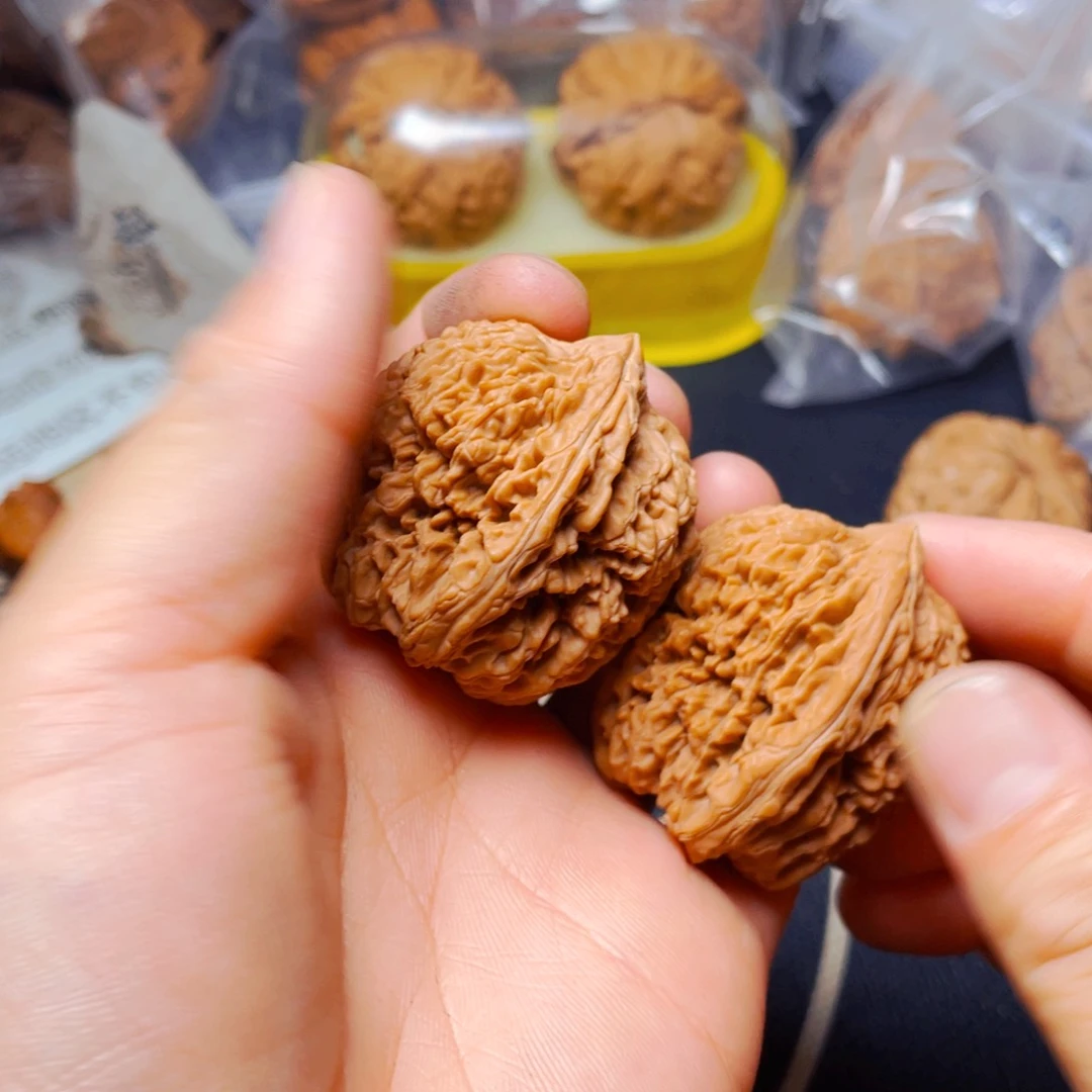 文玩核桃把件紫**灵蒜头一对