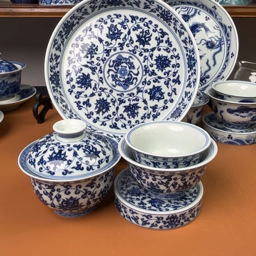 1***哥景德镇陶瓷五件套