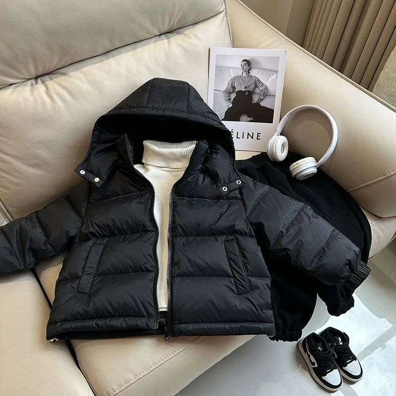 童装秋冬儿童绒丝棉服中大童加厚拼色连帽男女三防防寒服羽潮