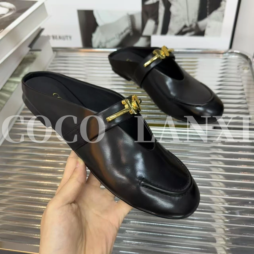 【若家】时尚包头拖金色链圆头百搭舒适气质拖鞋 25TX271LX