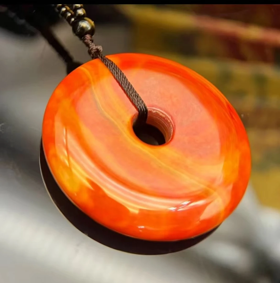 【甄选】 天然战国红  平安圆满玛瑙平安扣