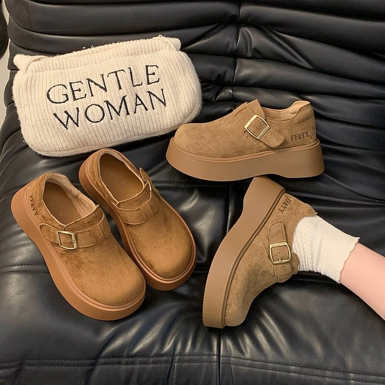 2025新款新中式松糕厚底女鞋一脚蹬增高女勃肯鞋Q6366