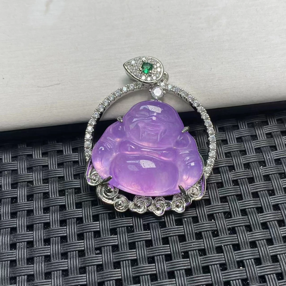G299紫色系镶嵌佛公时尚吊坠
