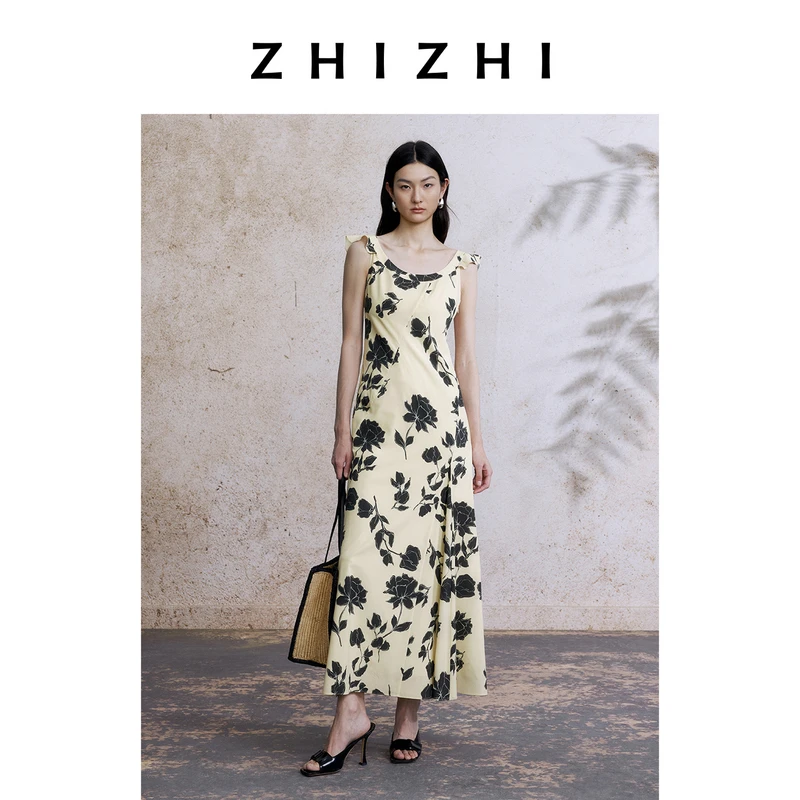 【橱窗】致知 紫萸香慢 气质印花无袖连衣裙2025夏季ZZ2EMWL9026