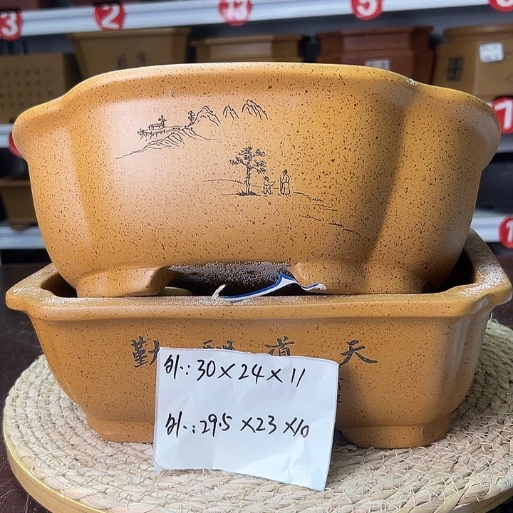 紫砂花盆蛇年大吉