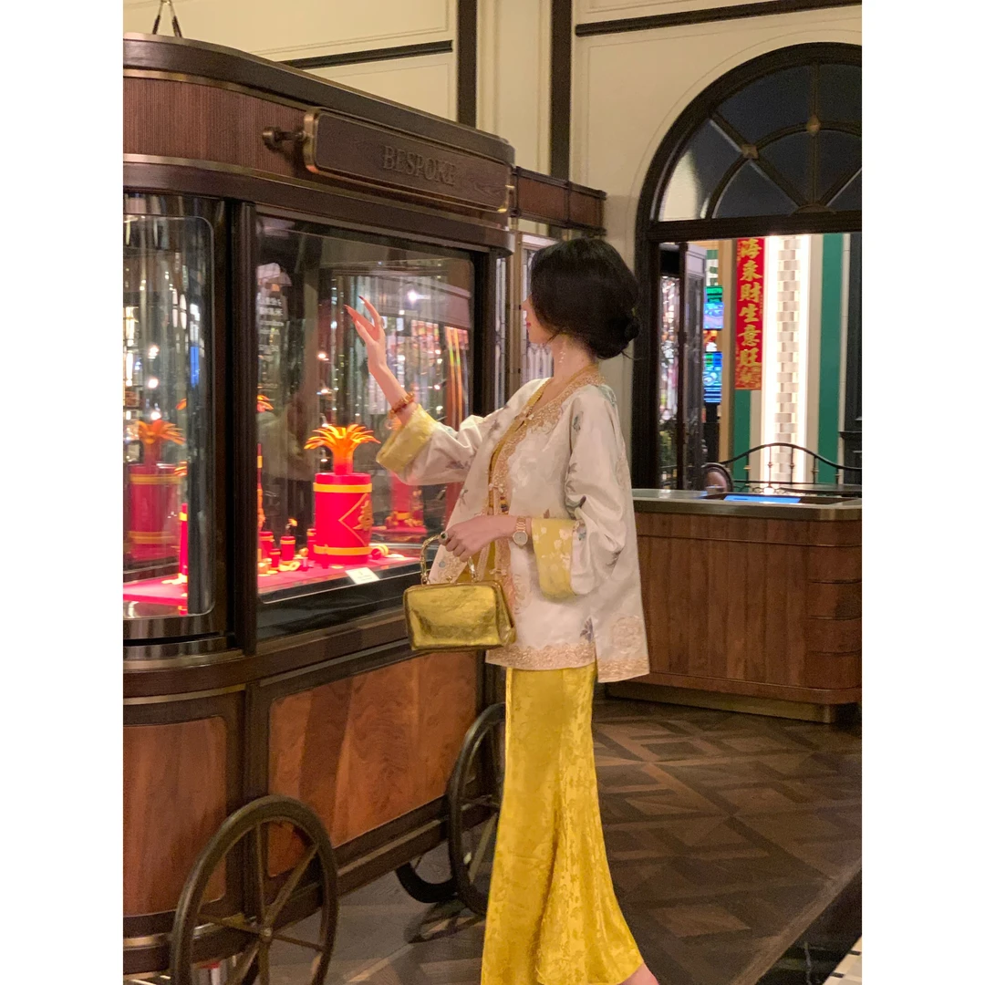 【雅乔定制】芙蓉泣露 暗纹刺绣新中式国风双面穿外套DYYY-25015773