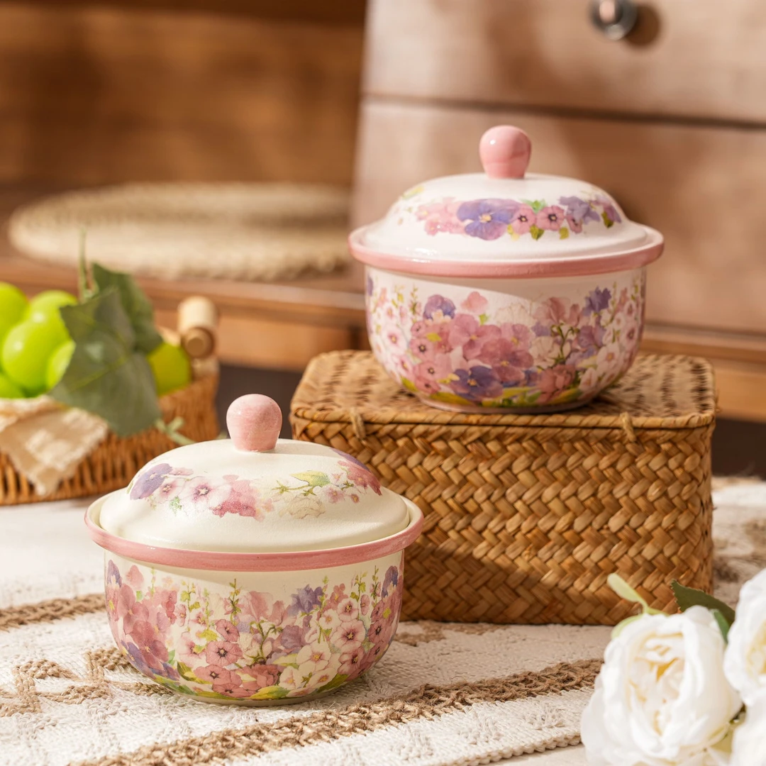 【SILESIA/出口原单】繁花似锦黄+粉炖盅2个装