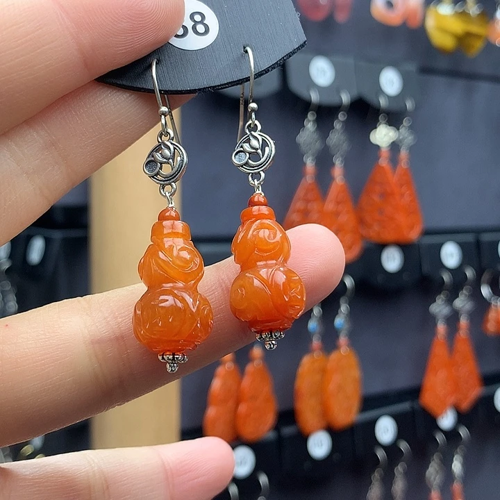 翡翠耳饰银S925镶嵌天****具5555