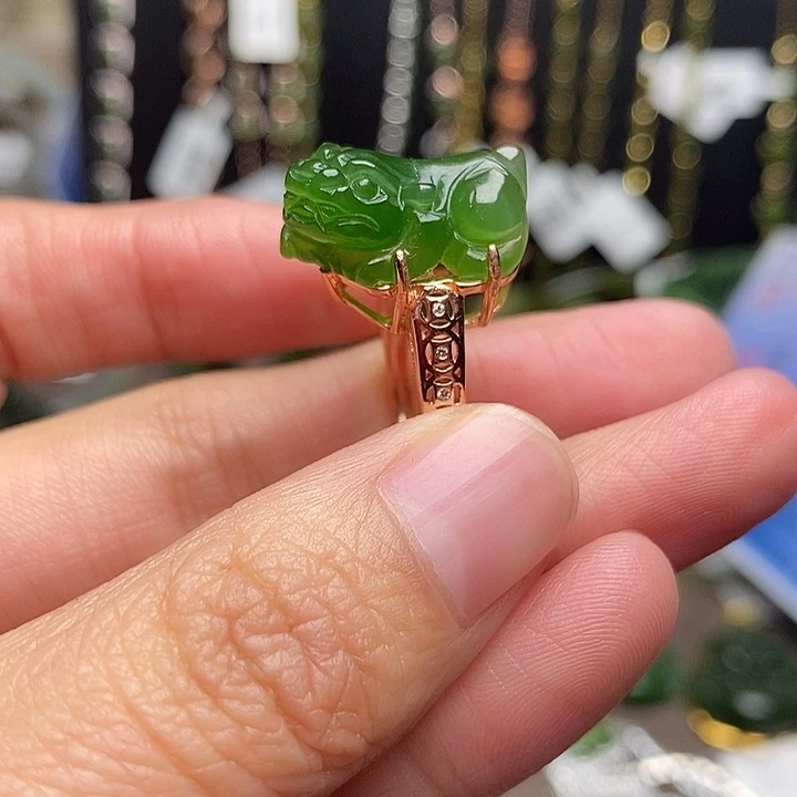 和田玉银S925镶嵌戒指